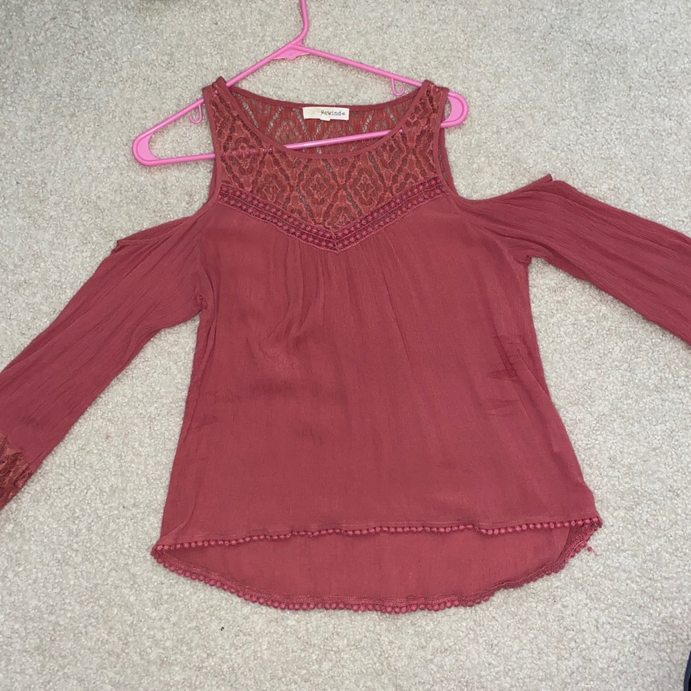 pink cold shoulder long sleeve